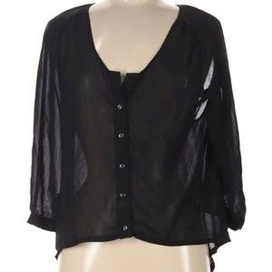 Sparkle & Fade womens sheer black back cutout blouse medium